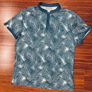 Mantra Polo Shirt Mens XL Green Tropical Print Catalyst Blade Collar USA Made